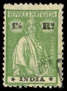 PORTUGUESE INDIA Sc 375K USED - 1921 1½r - Ceres, Ordinary paper - Perf 12 x 11½