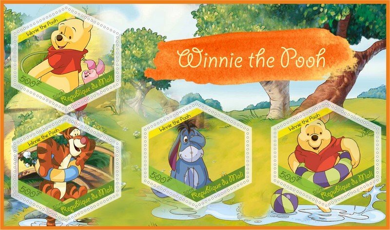 Stamps.Cartoons ,Winnie The Pooh 2018 year, sheet 1+1  perforated