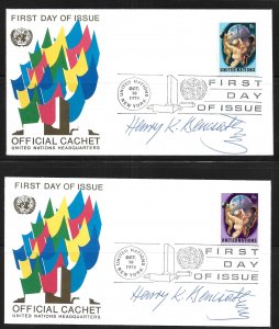 United Nations NY 252-53 Pop. Year Headquarters Cachet FDC Signed by Designer