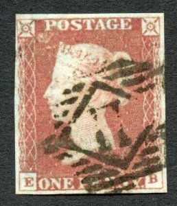 1841 Penny Red (EB) Plate 69 (Small rub at top) Four Margins Cat 35 pounds