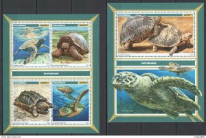 2017 Mozambique Turtles Marine Life Reptiles Fauna #9069-2+Bl1254 ** Fd0505