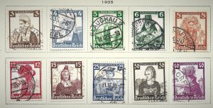Doyle's_Stamps: Used 1935 German Semi-Postal Set, Scott #B69 to #B78