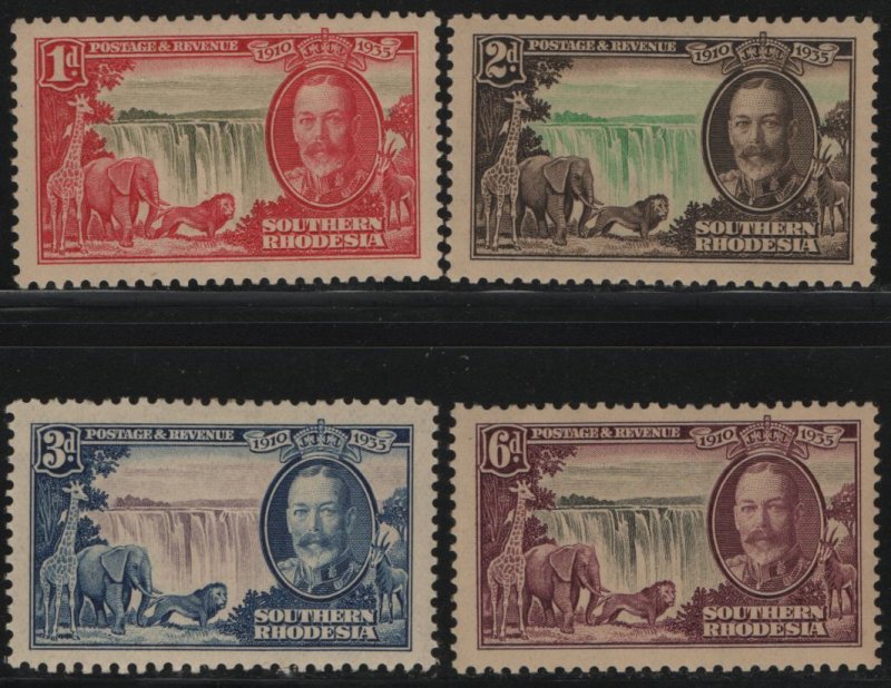 SOUTHERN RHODESIA, 33-36, (4)  SET, HINGED, 1935, Victoria Falls and George V