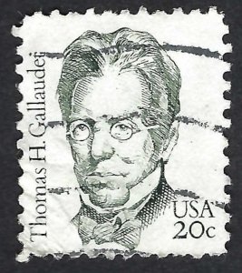 United States #1861 20¢ Thomas H. Gallaudet (1983). Used.