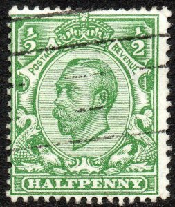 1912 Sg 339 N4/1 ½d green (T2, Crown, Die B) with Machine Cancellation