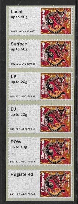 GIBRALTAR 2022 YEAR OF THE TIGER POST & GO MNH