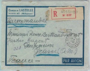 81110 -  MADAGASCAR  - POSTAL HISTORY - REGISTERED COVER from NOSSI BE  1951