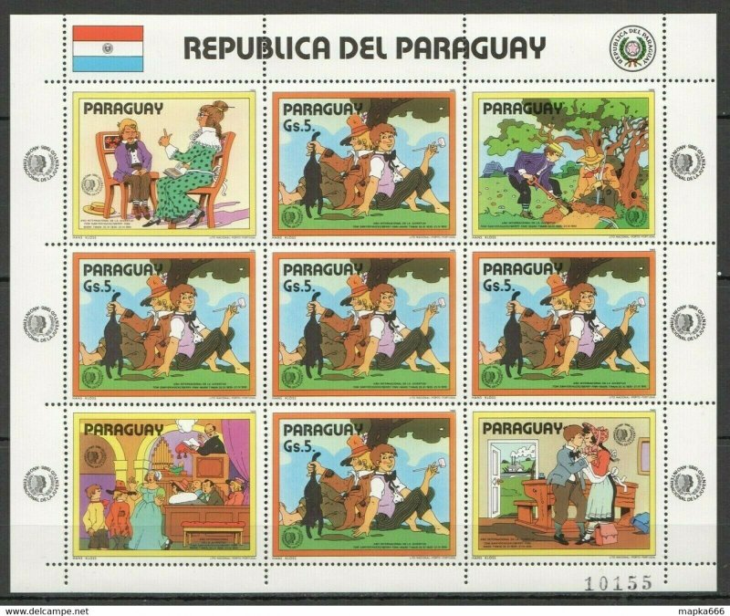 1985 Paraguay Art Animation Mark Twain Tom Sawyer Michel 24 Euro 1Kb ** Ec125