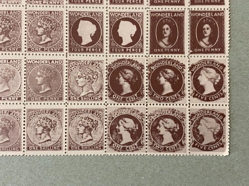 GERALD KING 'WONDERLAND' FANTASY STAMPS - BLOCK OF 98