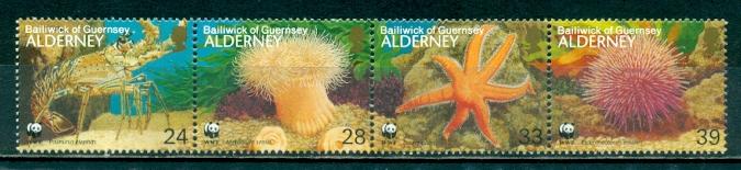 Alderney #69  MNH, Mint NH  Scott $5.50   Strip of 4