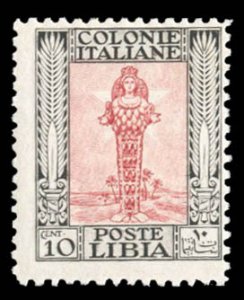 Italian Colonies, Libya #51a Cat$87.50, 1924 10c black and dull red, never hi...