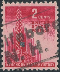 US 907 2 cent Allied Nations Issue; Used; NG -- See details and scans