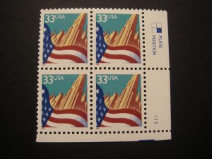 Scott 3277, 33c Flag over City, PB4 #1111 LR, MNH Regular Beauty, CV $60