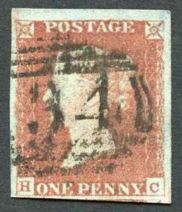 1841 Penny Red (HC) Four Margin No Faults