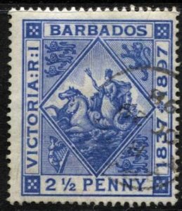 STAMP STATION PERTH -Barbados #84 Victoria Jubilee - Used Wmk.1 CV$1.50