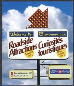 Canada #2336a 54¢ Roadside Attracations (2009). Booklet of 8. Four designs. MNH