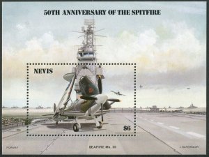 Nevis MNH S/S 464 Spitfire Fighter Plane 1986