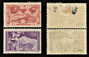 Switzerland Stamps # 182 & 184 Unused MH