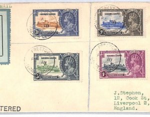 SIERRA LEONE KGV Cover 1935 SILVER JUBILEE Set *GAMBIA-ENGLAND* 1936 Air YR102