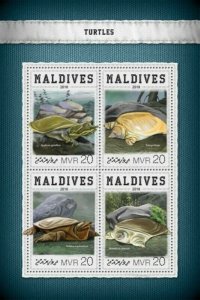 Maldives - 2018 Softshell Turtles - 4 Stamp Sheet - MLD18405a