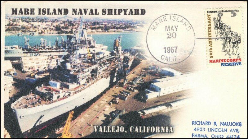 N-021, 1967, Mare Island Naval Shipyard,  Hand-stamped, Add-on Cachet,