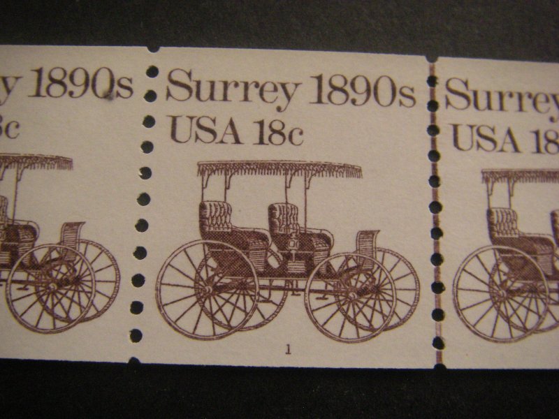 Scott 1907, 18 cent Surrey, PNC6 #1, MNH Transportation Beauty, CV $45+