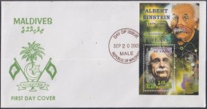 MALDIVE ISLANDS Sc # 2868 FDC SOUVENIR SHEET ALBERT EINSTEIN