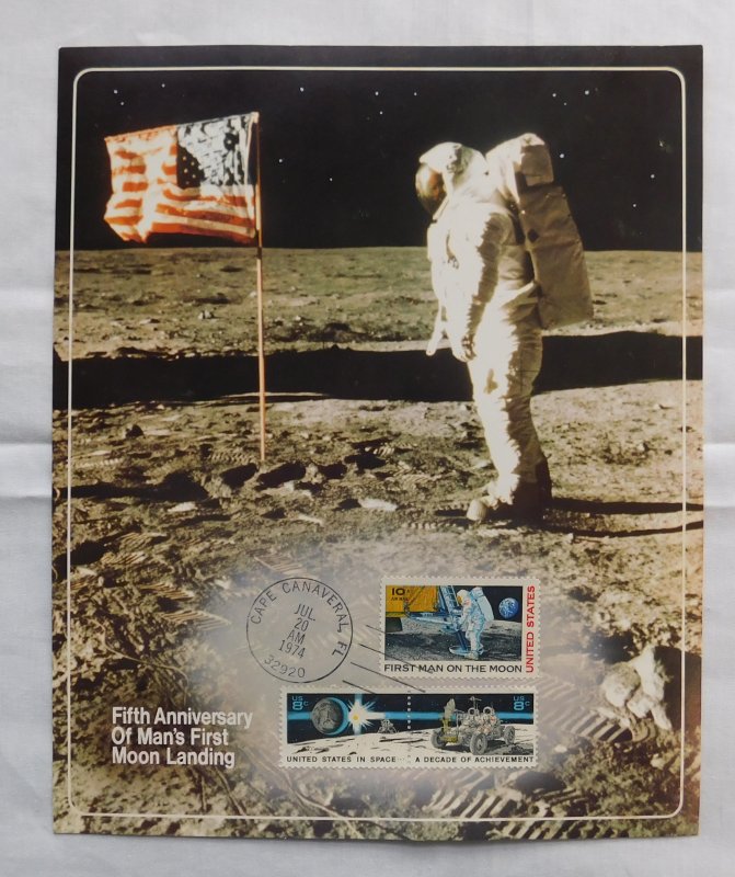 1434-1435 C76 on Commemorative 1974 5th Anniversary Moon Landing Maxi Card