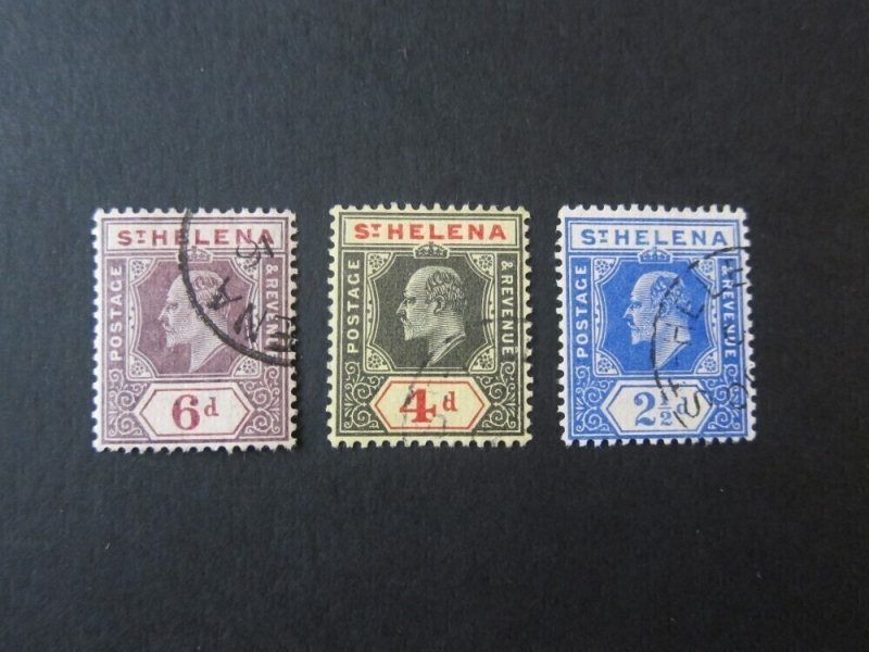 St Helena 1908 Sc 56-58 set FU