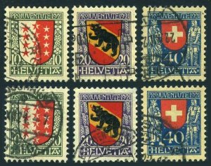 Switzerland B18-B20,used. Pro Juventute 1921.Arms:Valais,Bern,Switzerland.