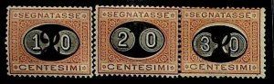 Italy - Postage Due - 1890 Overprints - Cert. Diena -Sas S17 - S19 * MH (002839)