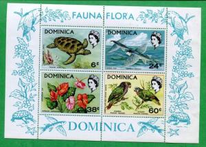 1970 Dominica Postage Stamp Souvenir Sheet #300a Mint VF OG Flora & Fauna Issue