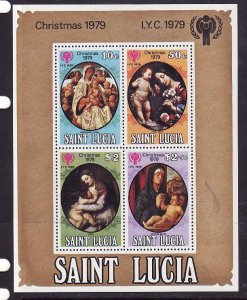 St Lucia-Sc#486a-unused NH sheet-Christmas-Paintings-1980-