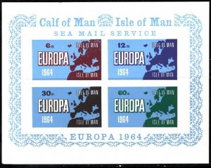 1964 Cinderella Calf Of Man Europa Sea Mail Service Souvenir Sheet MNH