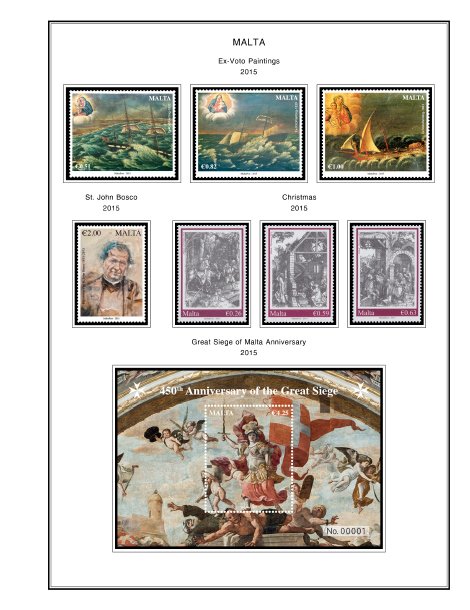 COLOR PRINTED MALTA 2011-2020 STAMP ALBUM PAGES (87 illustrated pages)