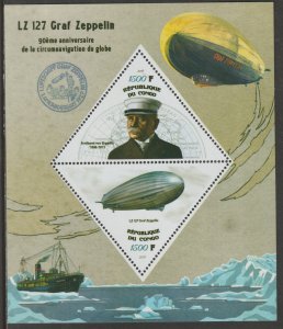 ZEPPELIN ANNIVERSARY  perf sheet containing two triangular values mnh