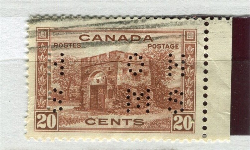 CANADA; 1937-38 early GVI issue OFFICIAL PERFIN issue fine used 20c. value