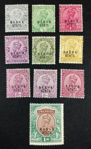 MOMEN: INDIA NABHA SG #49/58 1913-23 MINT OG H £100 LOT #67979*