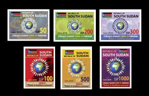 2020 SOUTH SUDAN IMPERF SET - PANDEMIC COV-19 HEALTH JOINT ISSUE ULTRA RARE MNH-