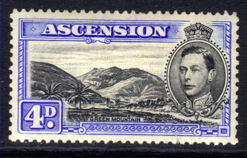 Ascension Island 1940 KGV1 4d Blue & Black MM Perf 13 SG 42d ( R192 )