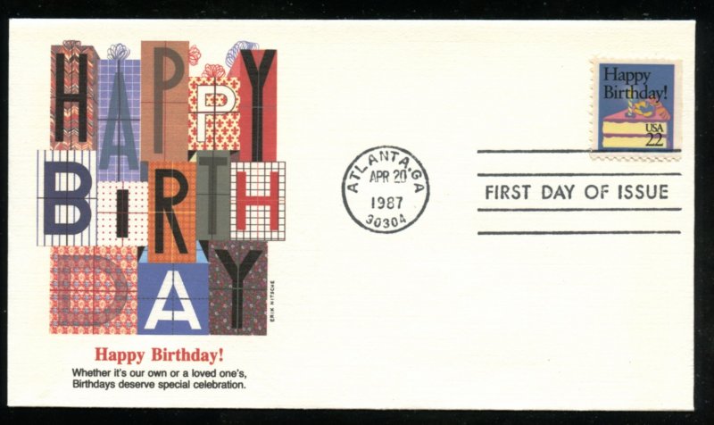 US 2272 Special Occasions - Happy Birthday UA Fleetwood cachet FDC