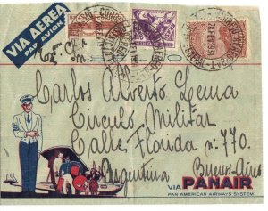 BRAZIL 1934 ARGENTINA ILL AIRMAIL PAN AM AIRWAY CVR FRANKED 1000R Sc. # C21 TIED