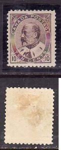 Canada-Sc#93- id664a-unused heavy hinged 10c brown lilac KEVII-1903-S/H fee