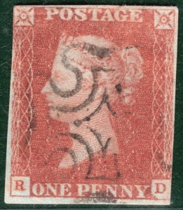 GB QV PENNY RED SG.8 1d Plate 47 (RD) *LATE USE* MX Maltese Cross c1845 YOR104