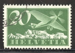 Switzerland Scott C4 Used NH - 1925 20c Stylized Airplane - SCV $4.00