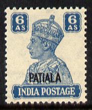 Indian States - Patiala 1941-46 KG6 6a turquoise-green un...
