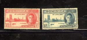 DOMINICA #112-113 1946 PEACE ISSUE MINT VF NH O.G cc