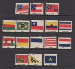 Vignette Collector Advertising Stamps- Flags of the World - Lot of 16