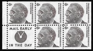 #1284C 6 cents Franklin Roosevelt Slogan 4 Pane (1968) Stamp mint OG NH XF