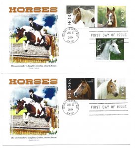 5891-95 Horses set of 5 on two Panda, FDCs with pictorial cancels.